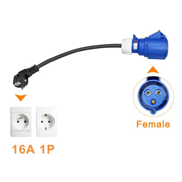 Adapter kabla CEE (Uko-Uto plavi) 32A na Schuko 16A monofazni